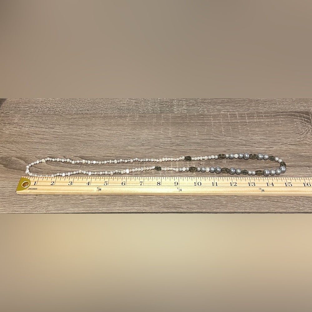 Handmade Fashion Pearls and Smokey Grey Beads Necklace 30 inch - Picture 7 of 7